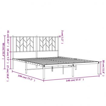 Bettgestell mit Kopfteil Metall Schwarz 140x190 cm