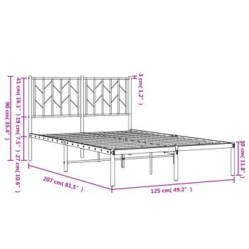 Bettgestell mit Kopfteil Metall Schwarz 120x200 cm