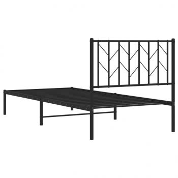 Bettgestell mit Kopfteil Metall Schwarz 90x190 cm