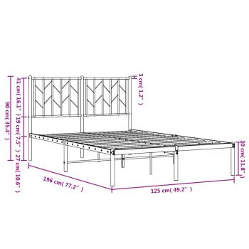 Bettgestell mit Kopfteil Metall Weiß 120x190 cm