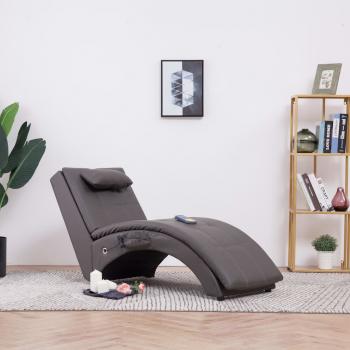 ARDEBO.de - Massage Chaiselongue mit Kissen Grau Kunstleder