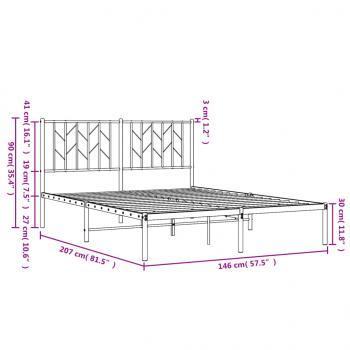 Bettgestell mit Kopfteil Metall Schwarz 140x200 cm