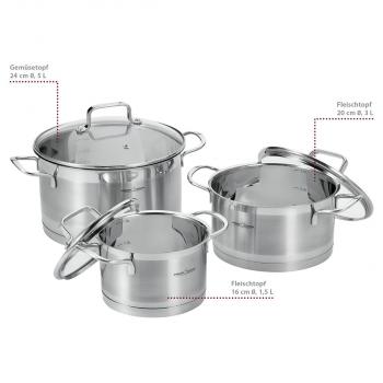 ProfiCook Kochtopfset PC-KTS 1223, 6-tlg, induktionsgeeignet, edelstahl