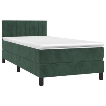 Boxspringbett mit Matratze & LED Dunkelgrün 90x190 cm Samt