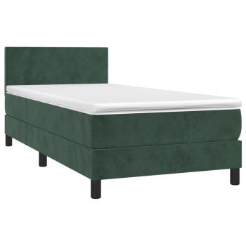 Boxspringbett mit Matratze Dunkelgrün 90x190 cm Samt