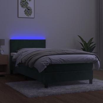 Boxspringbett mit Matratze & LED Dunkelgrün 90x190 cm Samt