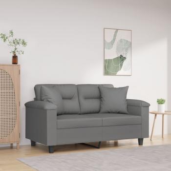 ARDEBO.de - 2-Sitzer-Sofa mit Kissen Dunkelgrau 120 cm Mikrofasergewebe