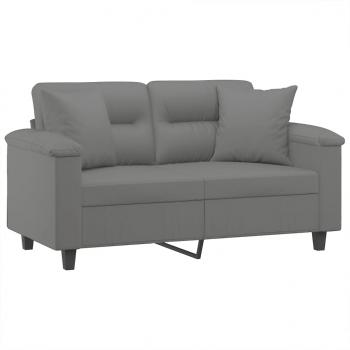 2-Sitzer-Sofa mit Kissen Dunkelgrau 120 cm Mikrofasergewebe