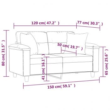 2-Sitzer-Sofa mit Kissen Dunkelgrau 120 cm Mikrofasergewebe