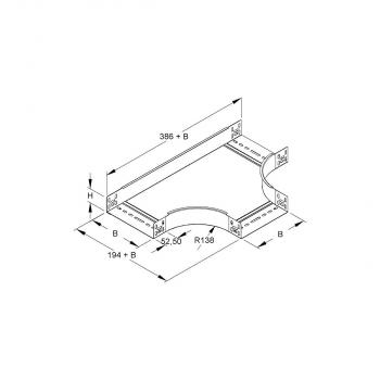 Niedax RTS 60.100 T-Stück für KR, 60x102 mm, mit ungelochten Seitenholmen, Stahl, bandverzinkt DIN EN 10346, inkl. Zubehör