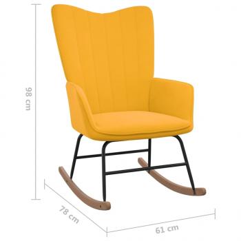 Schaukelstuhl mit Hocker Senfgelb Samt