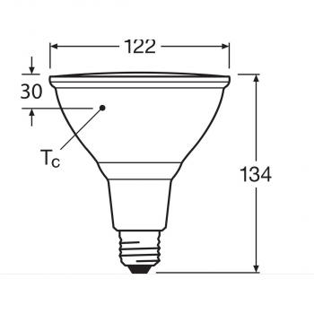 LEDVANCE LED PAR38 120 30° DIM P 15.2W 927 E27 LED-Reflektorlampe, 1035lm, 2700K (LED PAR3812030)