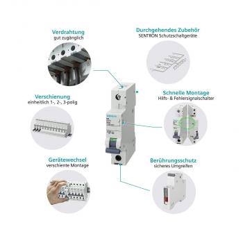 Siemens SENTRON Leitungsschutzschalter, 400V 10kA, 3-polig, B, 32A (5SL4332-6)