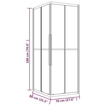 Duschkabine Matt ESG 80x70x180 cm Schwarz