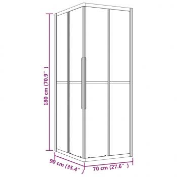 Duschkabine Matt ESG 90x70x180 cm Schwarz