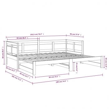 Tagesbett Ausziehbar Massivholz Kiefer 2x(90x190) cm