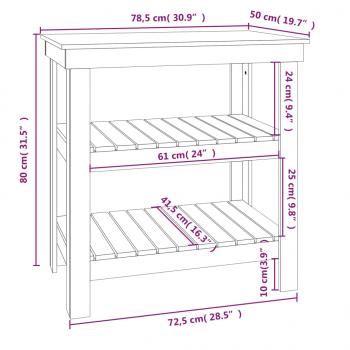 Werkbank Grau 78,5x50x80 cm Massivholz Kiefer