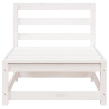 Gartensofa mit Hocker 2-Sitzer Weiß Massivholz Kiefer