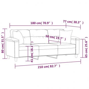 3-Sitzer-Sofa mit Kissen Dunkelgrau 180 cm Mikrofasergewebe