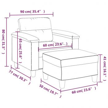 Sessel mit Hocker Dunkelgrau 60 cm Mikrofasergewebe