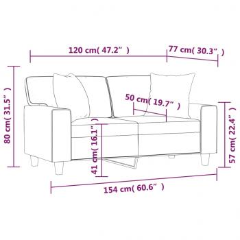 2-Sitzer-Sofa mit Zierkissen Grau 120 cm Kunstleder