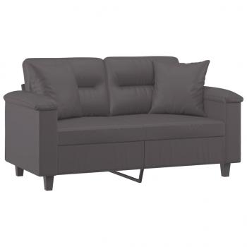 2-Sitzer-Sofa mit Zierkissen Grau 120 cm Kunstleder