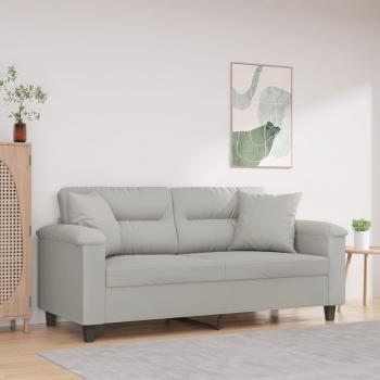 ARDEBO.de - 2-Sitzer-Sofa mit Kissen Hellgrau 140 cm Mikrofasergewebe