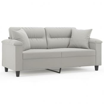 2-Sitzer-Sofa mit Kissen Hellgrau 140 cm Mikrofasergewebe