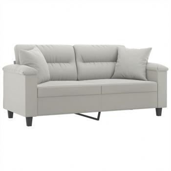 2-Sitzer-Sofa mit Kissen Hellgrau 140 cm Mikrofasergewebe