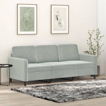 ARDEBO.de - 3-Sitzer-Sofa Hellgrau 180 cm Samt