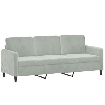 3-Sitzer-Sofa Hellgrau 180 cm Samt