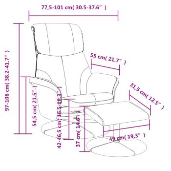 Relaxsessel mit Fußhocker Grau Kunstleder