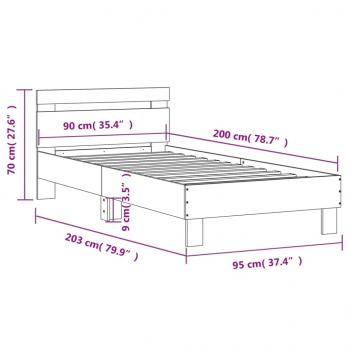 Bettgestell mit Kopfteil Sonoma-Eiche 90x200 cm Holzwerkstoff