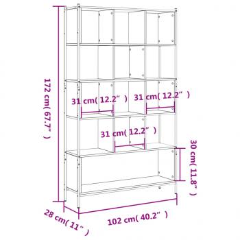 Bücherregal Braun Eichen-Optik 102x28x172 cm Holzwerkstoff