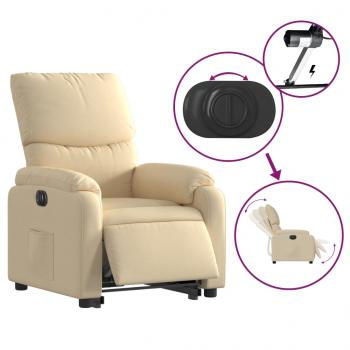 Relaxsessel mit Aufstehhilfe Elektrisch Creme Stoff