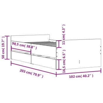 Bettgestell mit Schubladen Schwarz 100x200 cm