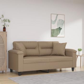 ARDEBO.de - 2-Sitzer-Sofa mit Zierkissen Cappuccino-Braun 140 cm Kunstleder