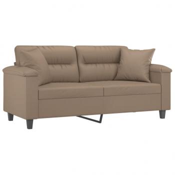 2-Sitzer-Sofa mit Zierkissen Cappuccino-Braun 140 cm Kunstleder