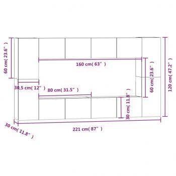 8-tlg. TV-Schrank-Set Grau Sonoma Holzwerkstoff