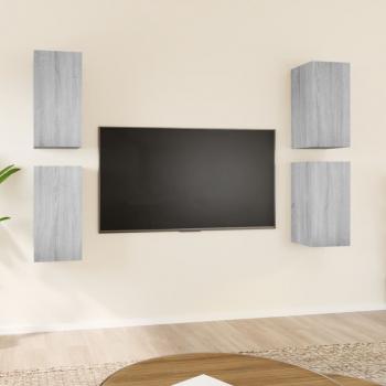 ARDEBO.de - TV-Schränke 4 Stk. Grau Sonoma 30,5x30x60 cm Holzwerkstoff