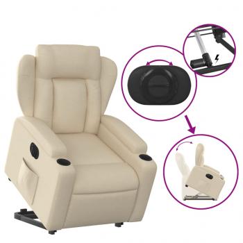 Relaxsessel mit Aufstehhilfe Elektrisch Creme Stoff