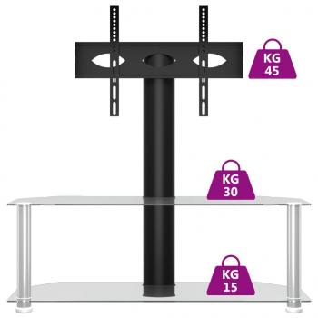 TV-Eckregal mit 2 Ablagen für 32-70 Zoll Schwarz und Silbern