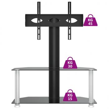 TV-Eckregal mit 2 Ablagen für 32-70 Zoll Schwarz und Silbern