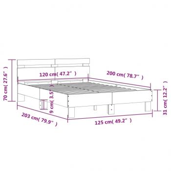 Bettgestell mit Kopfteil Grau Sonoma 120x200 cm Holzwerkstoff