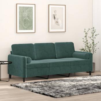 ARDEBO.de - 3-Sitzer-Sofa mit Zierkissen Dunkelgrün 180 cm Samt