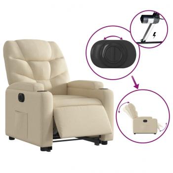 Relaxsessel mit Aufstehhilfe Elektrisch Creme Stoff