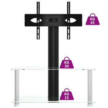 TV-Eckregal mit 2 Ablagen für 32-70 Zoll Schwarz und Silbern