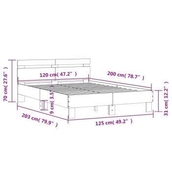 Bettgestell mit Kopfteil Sonoma-Eiche 120x200 cm Holzwerkstoff