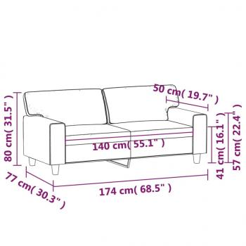 2-Sitzer-Sofa Weinrot 140 cm Kunstleder