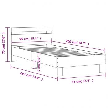 Bettgestell mit Kopfteil Braun Eichen-Optik 90x200 cm